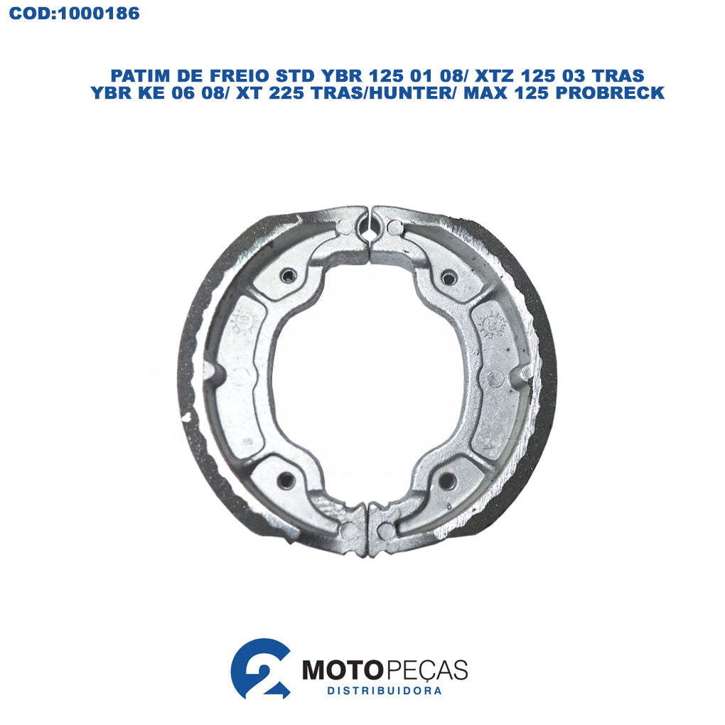 Patim de Freio STD YBR 125 01 08/ XTZ 125 03 TRAS/ YBR Ke 06 08/ XT 225 TRAS/HUNTER/ Max 125 / Probreck