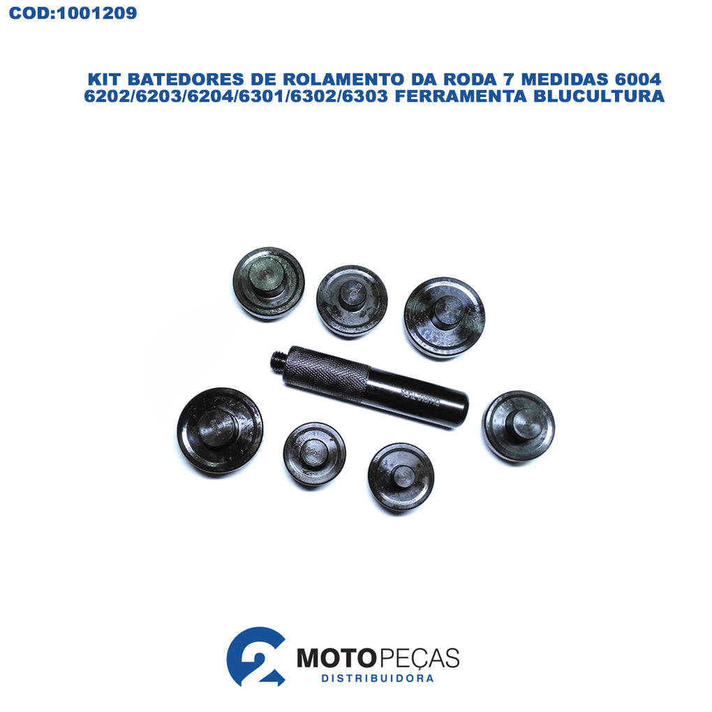 Kit Batedores de Rolamento da Roda 7 Medidas 6004/6202/6203/6204/6301/6302/6303 Ferramenta Blucultura