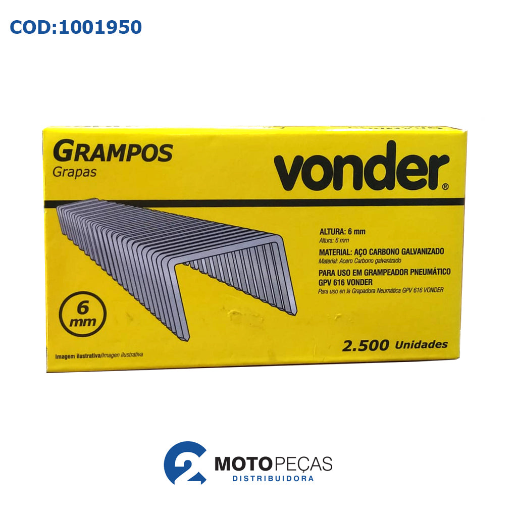 Grampo para Grampeador 6MM [cx 2 500 Un] Aco Carbono Galvanizado Vonder