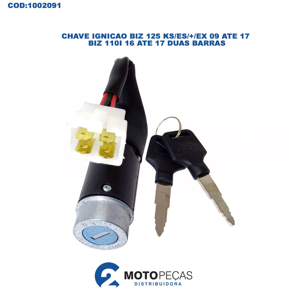 Chave Ignicao Biz 125 KS/ES/+/EX 09 Ate 17 / Biz 110I 16 Ate 17 Duas Barras