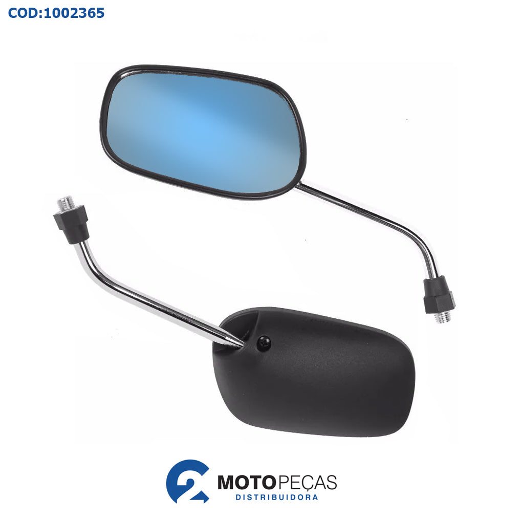 Retrovisor Mini Titan 2000 Espelho Azul Convexo Haste Cromada - GVS