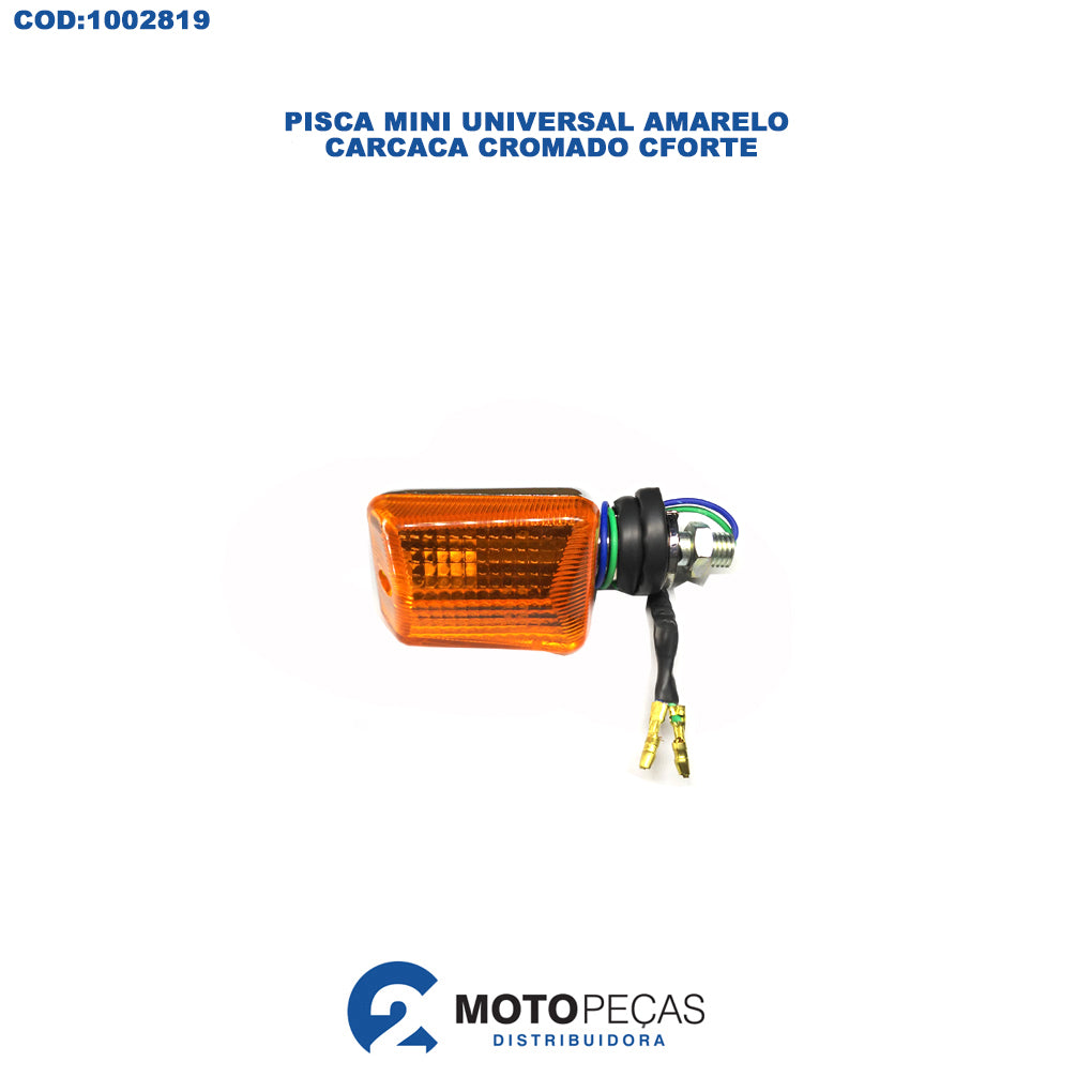 Pisca Mini Universal Amarelo Carcaca Cromado Cforte