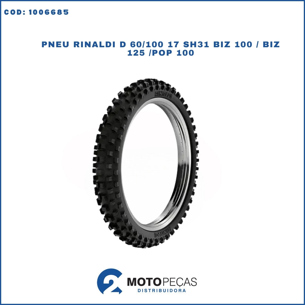 Pneu Rinaldi D 60/100 17 Trilha SH31 Biz 100 / Biz 125 /POP 100