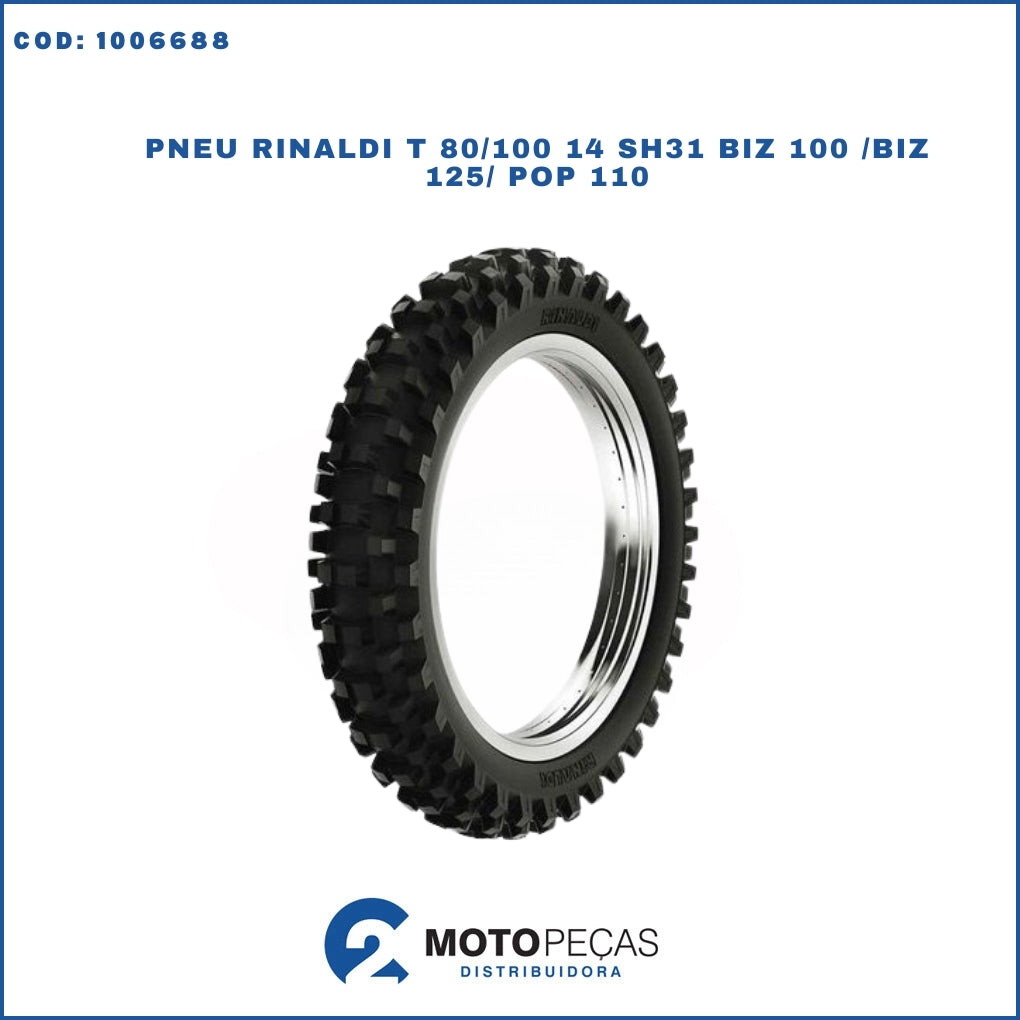 Pneu Rinaldi T 80/100 14 Trilha SH31 Biz 100 /BIZ 125/ Pop 110
