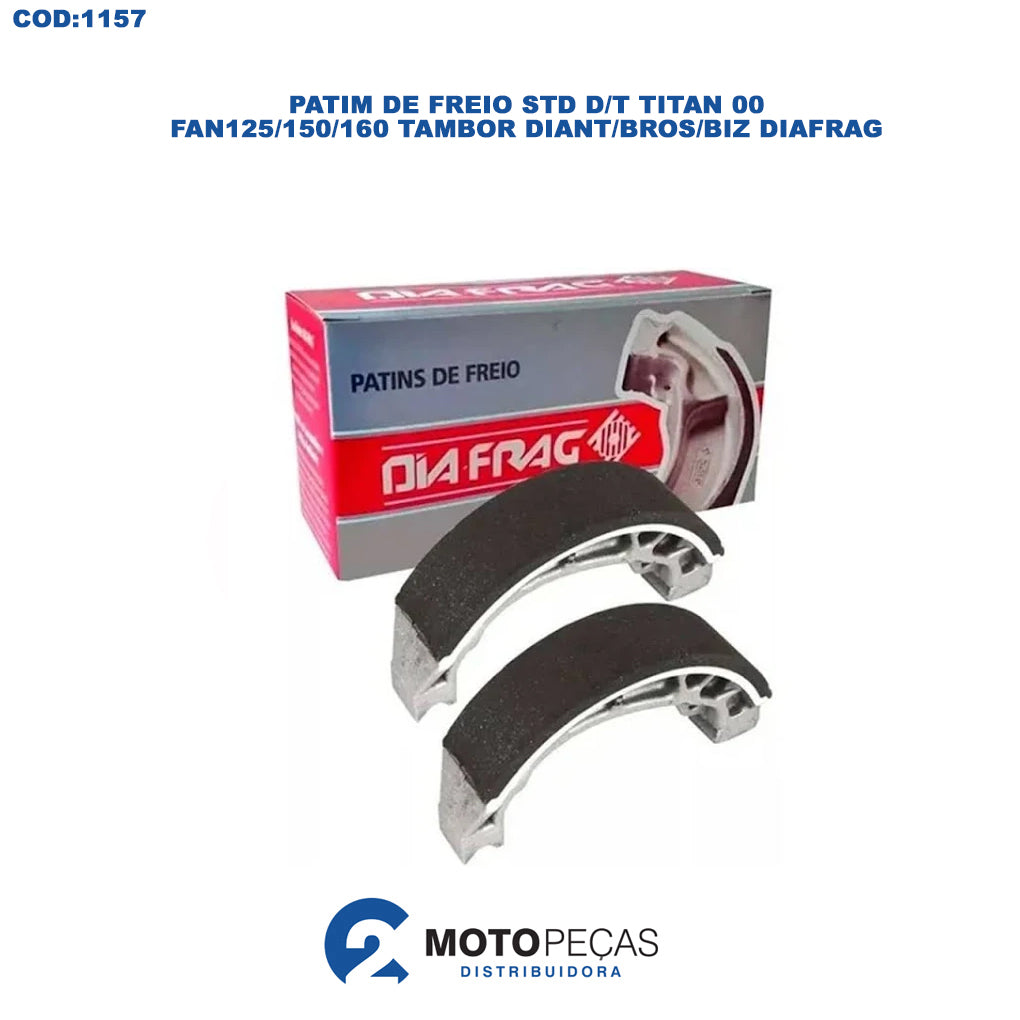 Patim de Freio STD D/T Titan 00/FAN125/150/160 Tambor Diant BROS/BIZ Diafrag