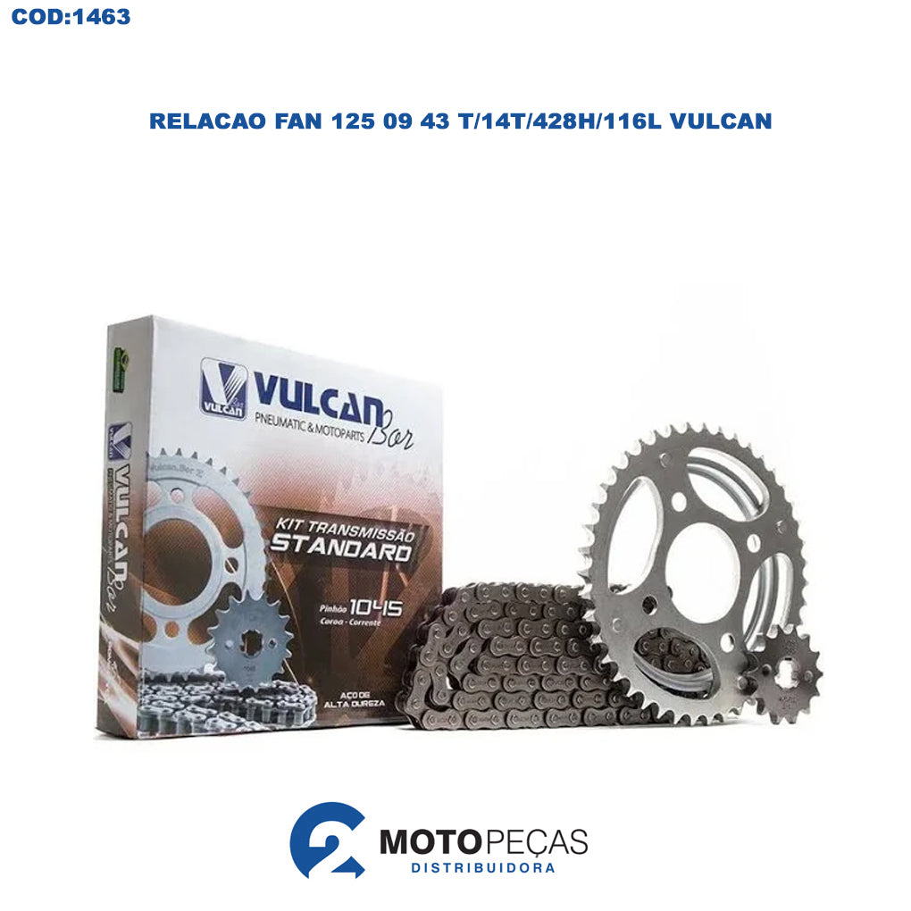 Relacao Fan 125 09 43 T/14T/428H/116L Vulcan