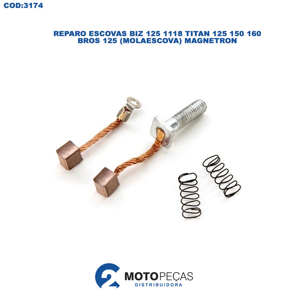 Escova Motor Partida Biz 125 11/18 Titan 125 150 160/BROS 125 Mola e Escova Magnetron