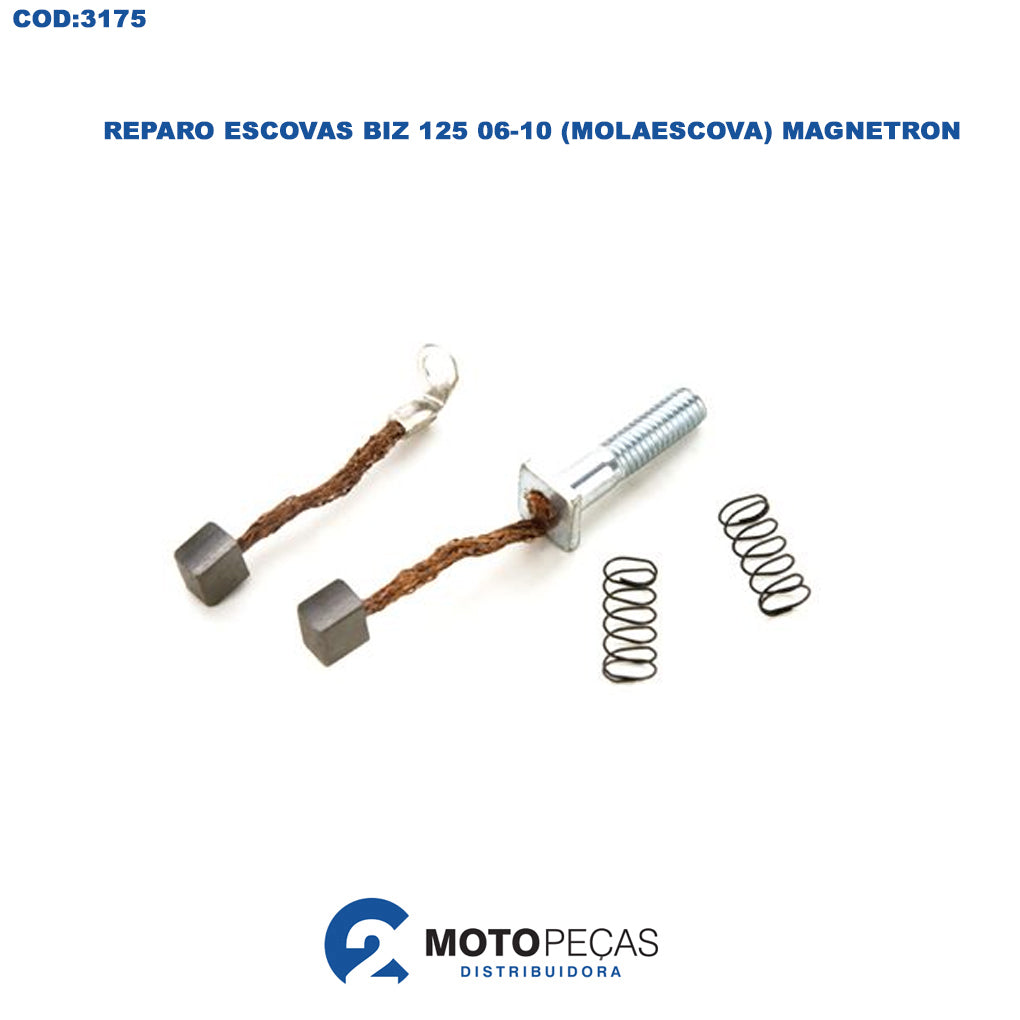 Escova Motor Partida Biz 125 EX CBS 18/24 Biz 125 ES 06/16 Bros 160 ES 16/19 Mola+escova Magnetron