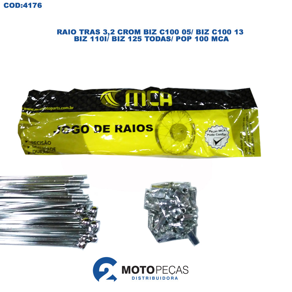 Raio Tras 3,2 Crom Biz C100 05/ Biz C100 13 / Biz 110I/ Biz 125 TODAS/ Pop 100/ Mca