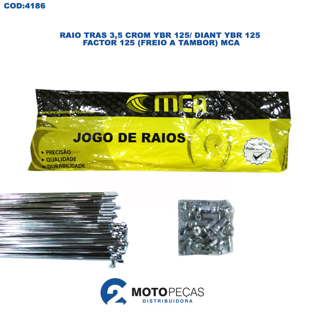 Raio Tras 3,5 Crom YBR 125/ Diant YBR 125/ Factor 125 Freio a Tambor Mca