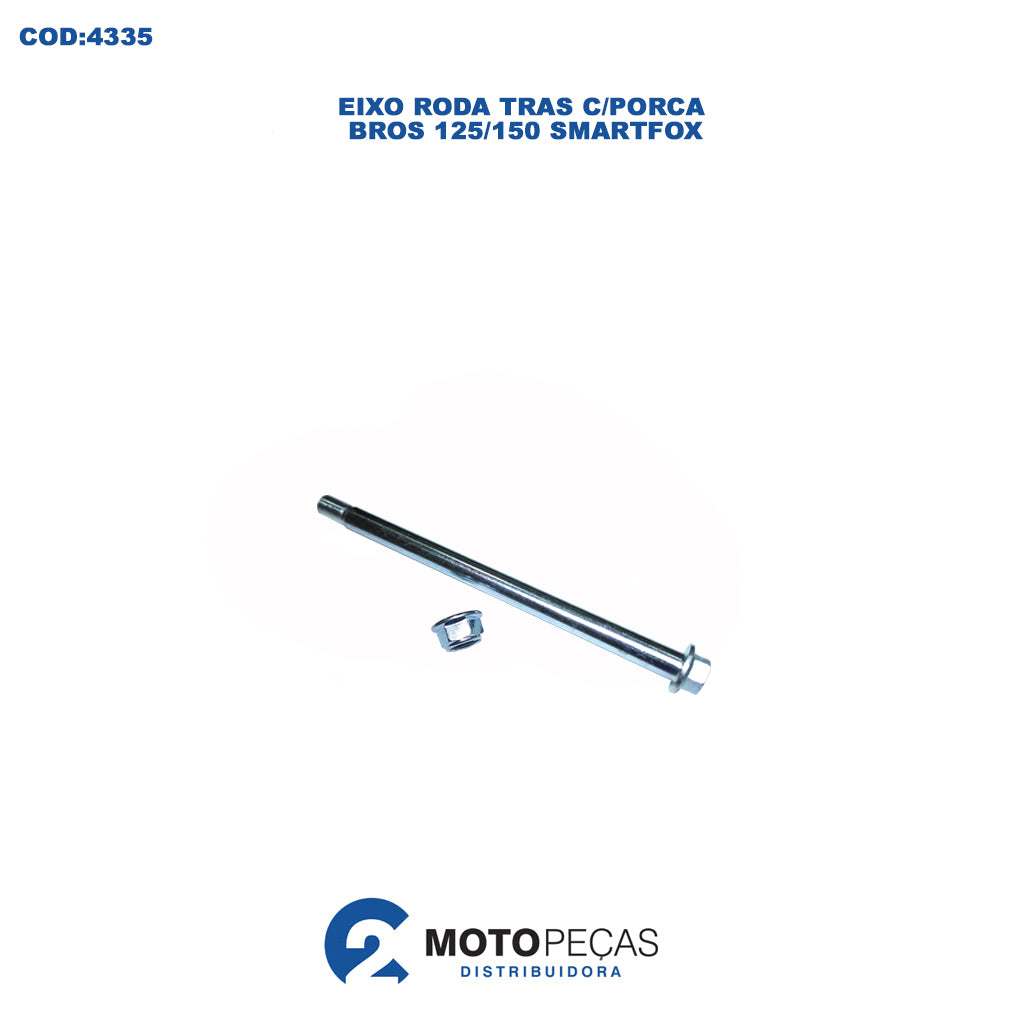 Eixo Roda Tras C/PORCA Bros 125 Bros 03-15/BROS 150 03-14/BROS 160 16-21/XLR 125 97-02/NX 200 93-01/XR 200R 94- Smartfox