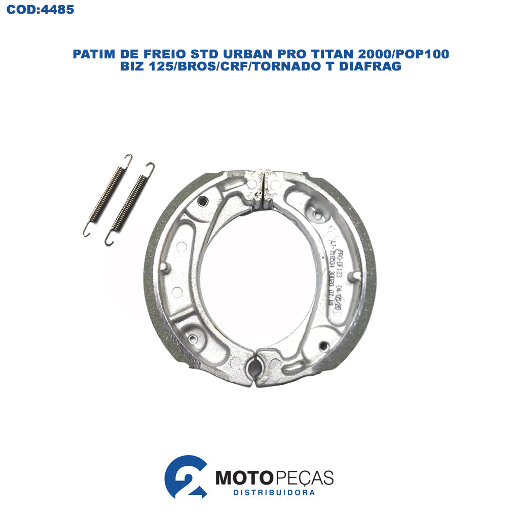 Patim de Freio STD Urban Pro Pop 100 [D/T] /BIZ 100/125 [t] /BROS 160 [T]/CRF 100/230 [t] / XL 125 [t] Diafrag
