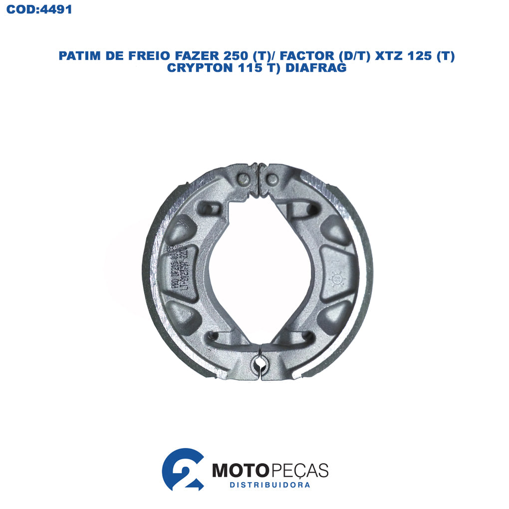 Patim de Freio Fazer 250 T/ Factor D/T XTZ 125 T/ Crypton 115 T Diafrag