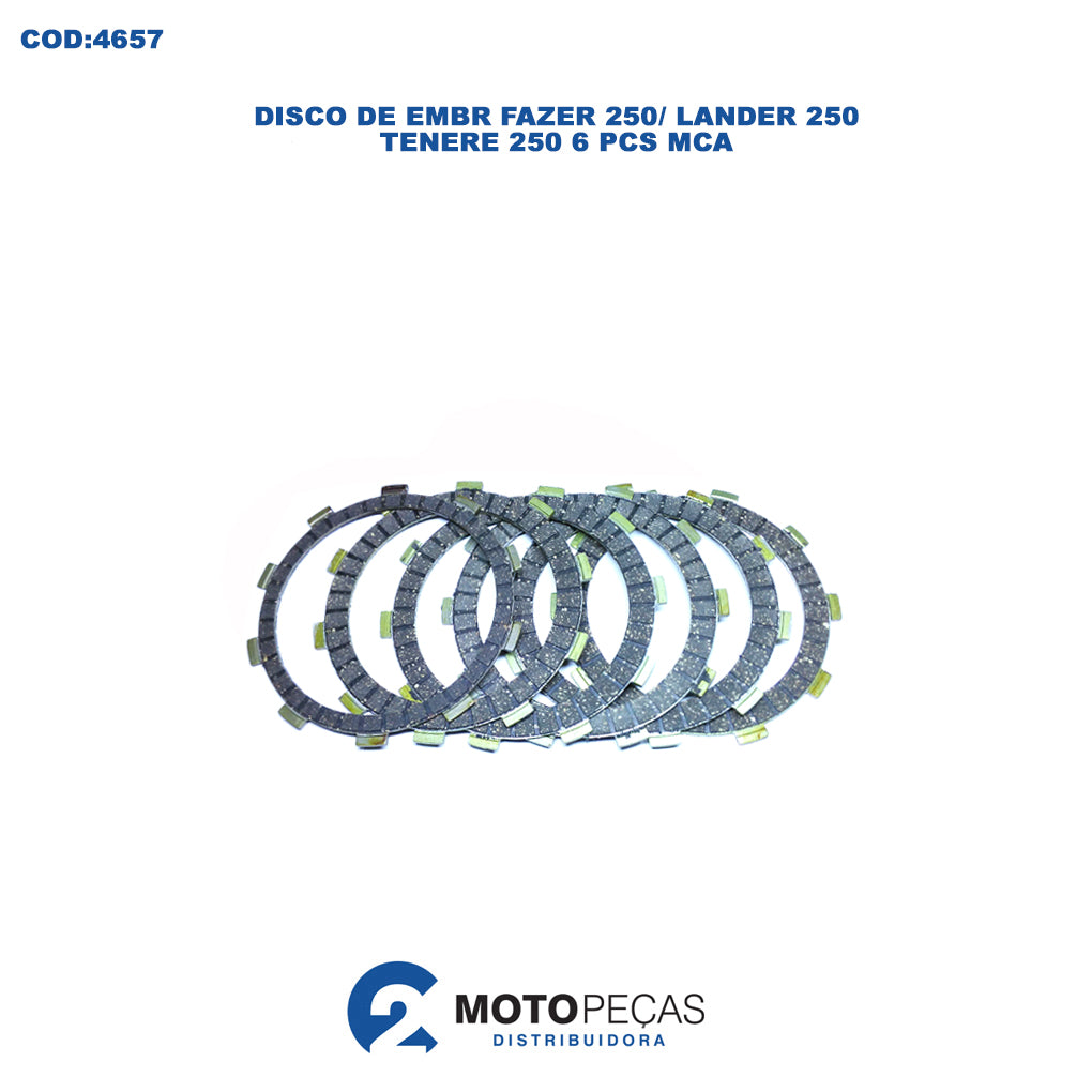 Disco de Embreagem Fazer 250/ Lander 250/ Tenere 250 6 PCS Mca Mca