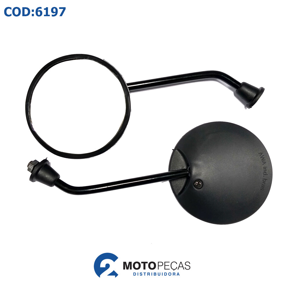 Retrovisor Padrao Biz C100 Preto DIR/ESQ Redondo Awa