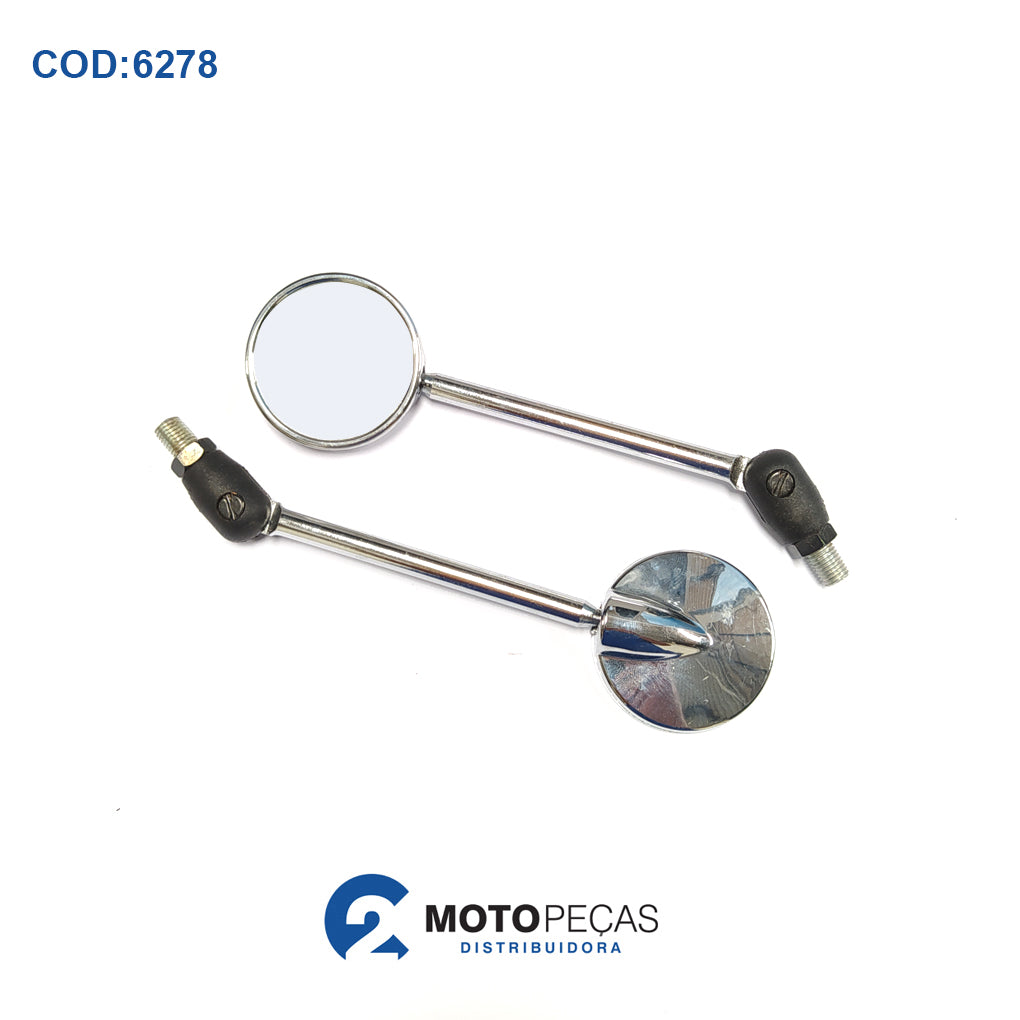 Retrovisor Micro Redondo Articulado Padrao Yamaha Cromado Awa