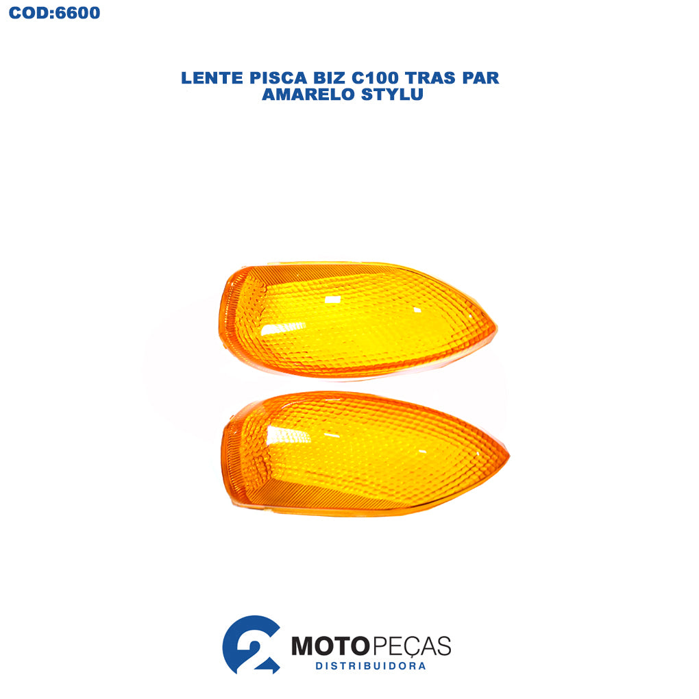 Lente Pisca Biz C100 Tras Par Amarelo Stylu