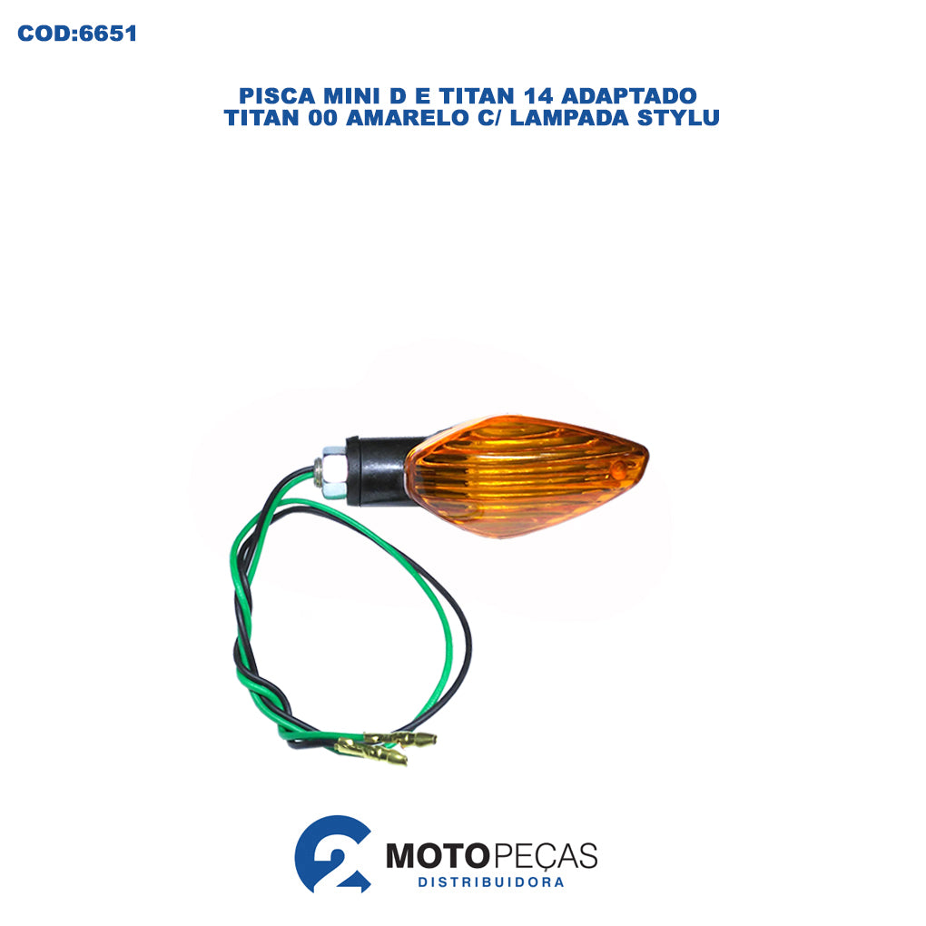 Pisca Mini D e Titan 14 Adaptado a Titan 00 Amarelo C/ Lampada Stylu