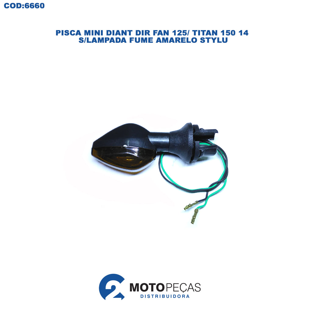 Pisca Mini Diant Dir Fan 125/ Titan 150 14 S/ Lampada Fume Amarelo Stylu