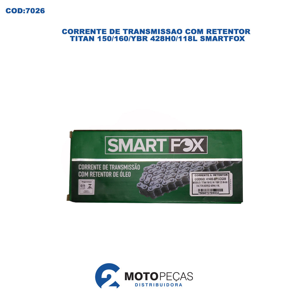 Corrente de Transmissao com Retentor Titan 150/160/YBR 428H0/118L Smartfox